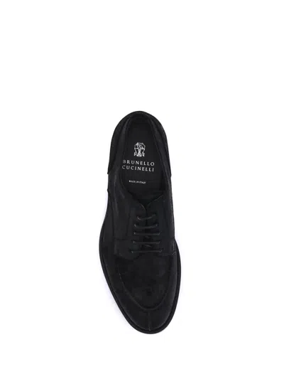Brunello Cucinelli Almond Toe Lace-up Shoes In Black