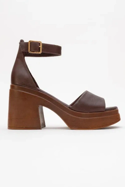 Forever & Always Shoes Margot Leather Platform Sandal In Brown