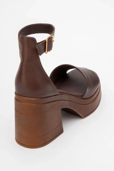 Forever & Always Shoes Margot Leather Platform Sandal In Brown