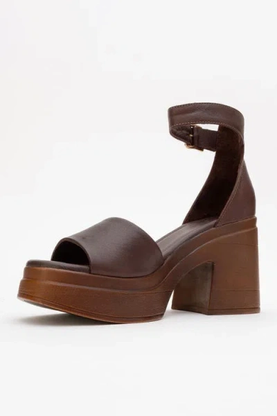 Forever & Always Shoes Margot Leather Platform Sandal In Brown