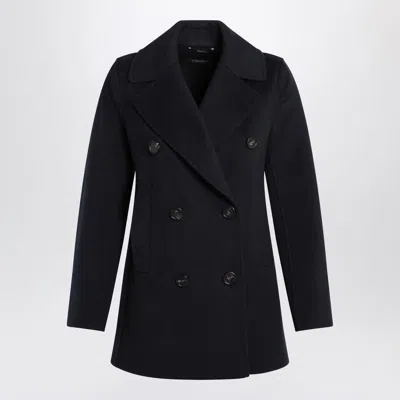 's Max Mara Caban Double-breasted Wool Pea Coat In Black
