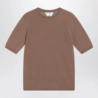 Max Mara Hazelnut-coloured Crew Neck Sweater In Wool Women In Brown