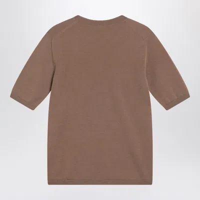 Max Mara Hazelnut-coloured Crew Neck Sweater In Wool Women In Brown