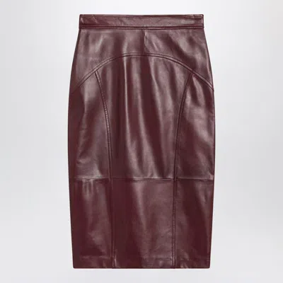 Max Mara Studio Bordeaux Pencil Skirt In Nappa
