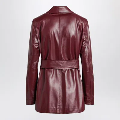 Max Mara Jacket With Belt In Bordeaux Nappa Leather