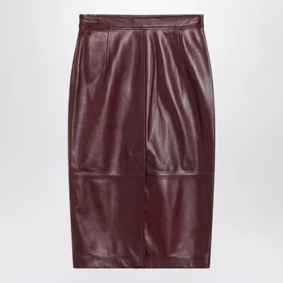 Max Mara Studio Bordeaux Pencil Skirt In Nappa