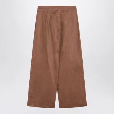 Max Mara Studio Trousers In Gauze Tobacco Color In Brown
