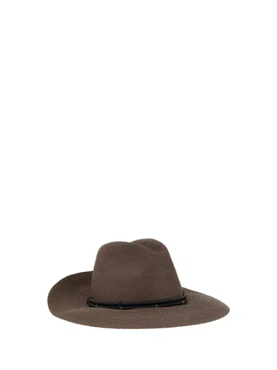 Brunello Cucinelli Women Fedora In Hemp And Techno Cotton