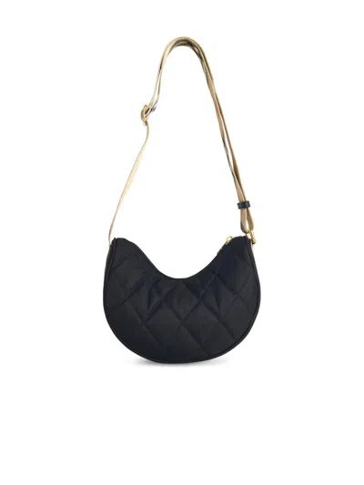 Burberry Curved Quilted Black Handbag With Gold-tone Hardware In Gray