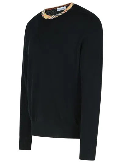 Burberry Crew Neck Knitwear With Distinctive Patterned Collar