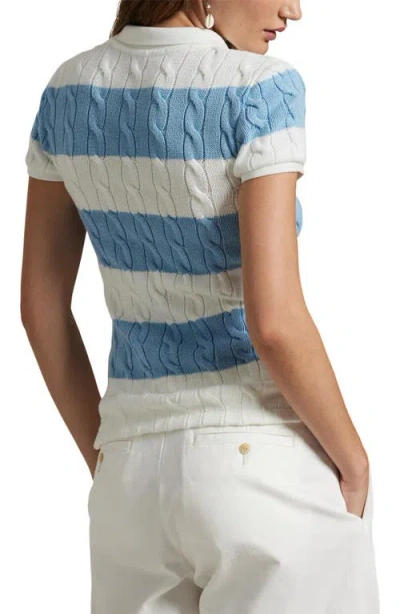 Polo Ralph Lauren Slim Fit Stripe Cable Short Sleeve Cotton Polo Sweater