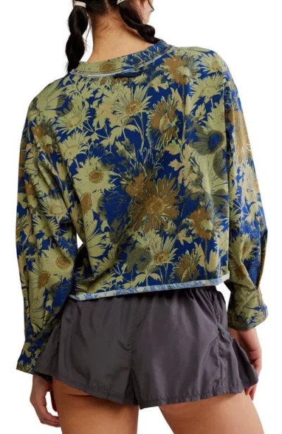 Free People Inspire Floral Boxy Long Sleeve T-shirt In Gray