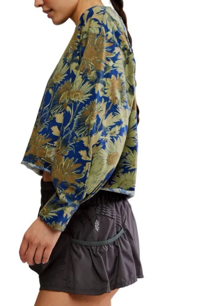 Free People Inspire Floral Boxy Long Sleeve T-shirt In Gray