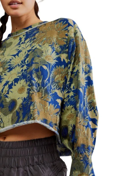 Free People Inspire Floral Boxy Long Sleeve T-shirt In Gray