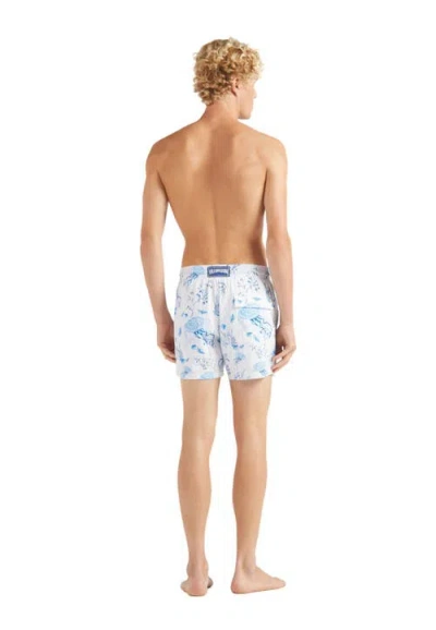 Vilebrequin Stretch Short Swim Shorts Medusa And Shells In Blue