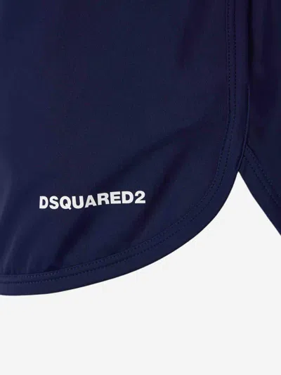 Dsquared2 Logo Lycra Swimsuit In Blue
