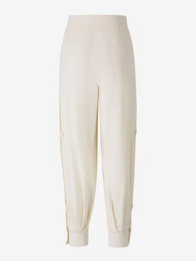 Max Mara Coccole Cotton Pants In Neutral