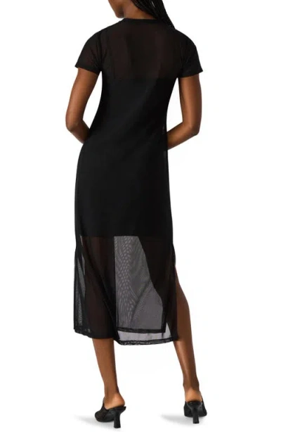 Steve Madden Nola Mesh Midi Dress In Black