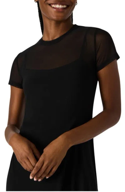 Steve Madden Nola Mesh Midi Dress In Black
