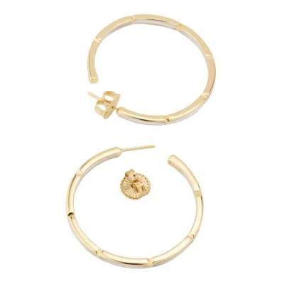 Jan Leslie Inside Out Hoop Earring Set In Sterling With 18k Gold Overlay