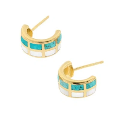 Jan Leslie Dash Huggie Earring Set In Sterling With 18k Gold Overlay