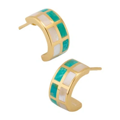 Jan Leslie Dash Huggie Earring Set In Sterling With 18k Gold Overlay