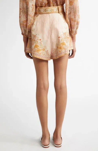 Zimmermann Acacia Belted Linen Tuck Shorts