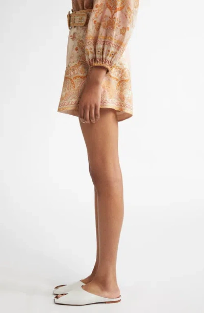 Zimmermann Acacia Belted Linen Tuck Shorts