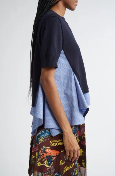 Sacai Mixed Media Poplin & Knit Top