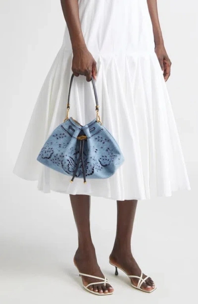 Jimmy Choo Bon Bon Eyelet Denim East/west Bucket Bag