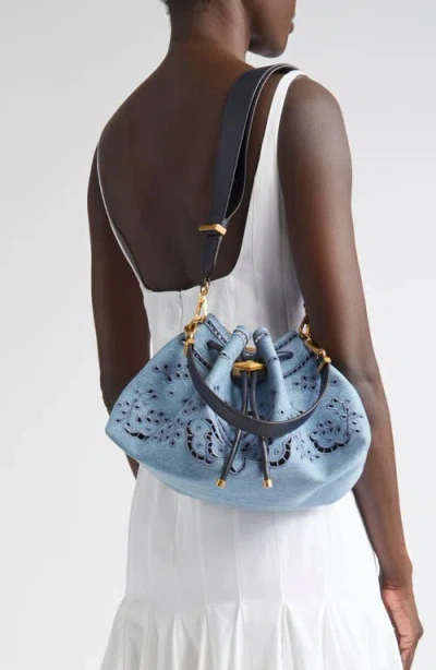 Jimmy Choo Bon Bon Eyelet Denim East/west Bucket Bag