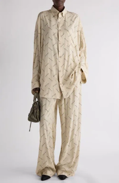 Balenciaga Women Printed Viscose Pyjama Pant In Neutral