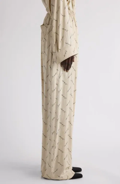 Balenciaga Women Printed Viscose Pyjama Pant In Neutral
