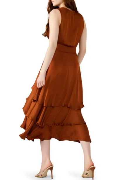 Steve Madden Beiley Sleeveless Tiered Midi Dress In Brown
