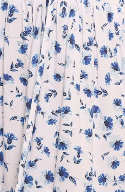 Petal And Pup Petal & Pup Roberts Floral Puff Sleeve Cotton Midi Dress In Blue