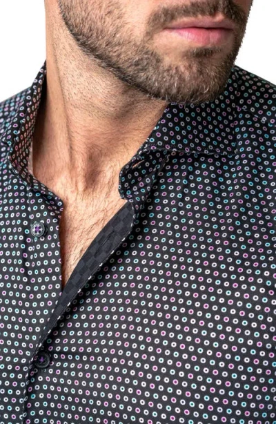 Maceoo Einstein Lolli Black Stretch Button-up Shirt In Blue