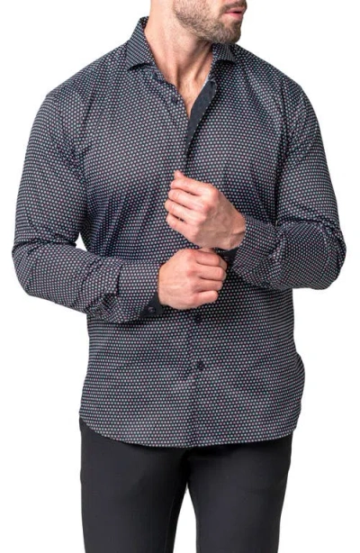 Maceoo Einstein Lolli Black Stretch Button-up Shirt In Blue