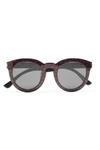 SAINT LAURENT Round-frame glittered acetate sunglasses