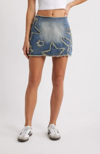 Ptcl X Playboy Frayed Appliqué Raw Hem Denim Miniskirt