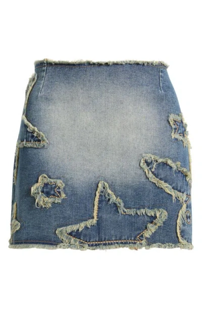 Ptcl X Playboy Frayed Appliqué Raw Hem Denim Miniskirt