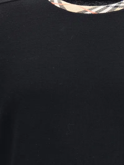 Burberry Crew Neck Knitwear With Distinctive Patterned Collar In Blue