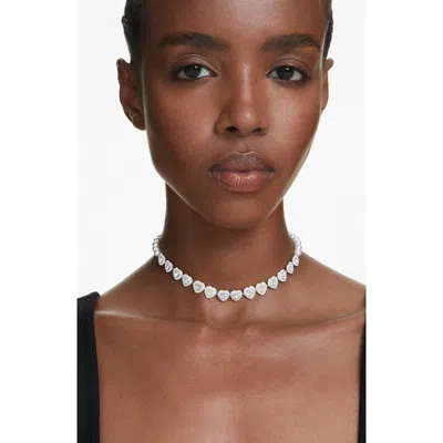Swarovski X Ariana Grande Angelic Crystal Heart & Faux Pearl Choker Necklace