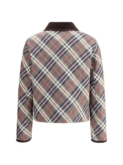 Burberry Cropped Check Quilted Cotton Jacket In Multi