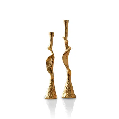 Marleth Handmade Brass Spiral Candle Holders – Sculptural Gold-tone Set