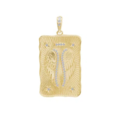 Bloomtine | Earth Angel Hq Men's Angel Wing 'protection' Talisman In Gold Vermeil - Unisex Pendant Only