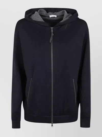 Brunello Cucinelli Hooded Top With Front Pockets And Ribbed Finish