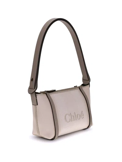 Chloé Structured Canvas Shoulder Bag With Leather Accents