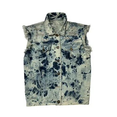 Zasta Studio Men's Denim Jacket Tie-dye Large Sleeveless B