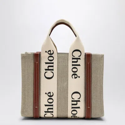 Chloé Woody Little Bag In Beige Canvas Women