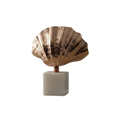 Marleth Rose Gold Bronze Shell Sculpture With White Marble Base